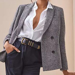 Anthropologie Mare Mare M NWT Textured Double-Breasted Blazer Jacket Gray